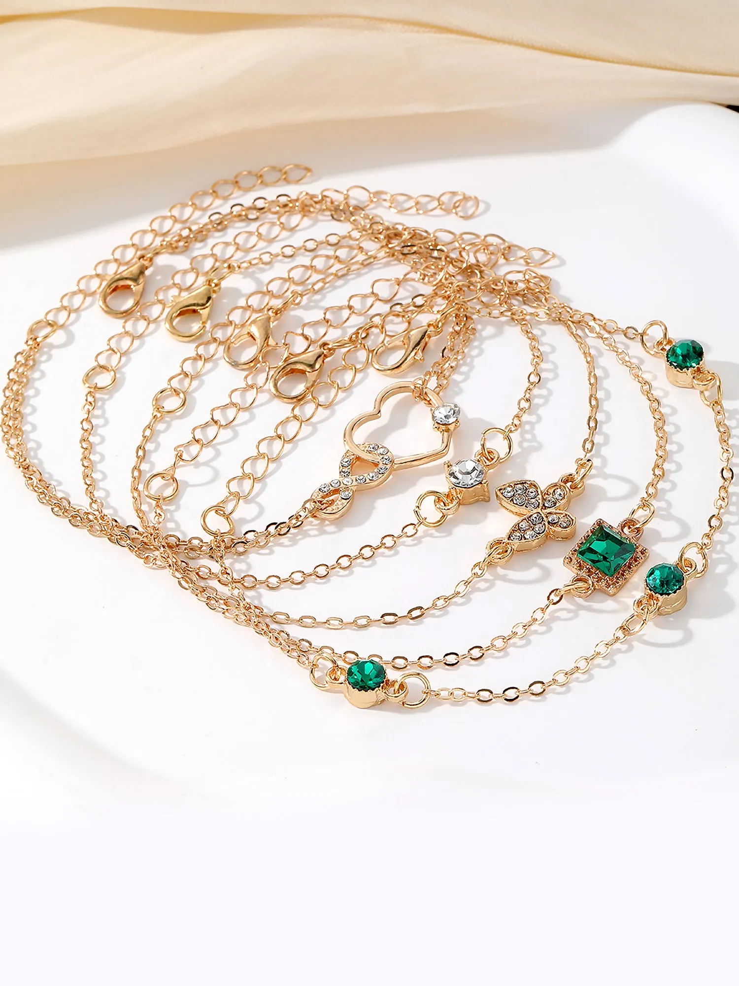 5 Pieces Alloy Faux Rhinestones Bracelet Set sold by Allegra K product image thumbnail 4