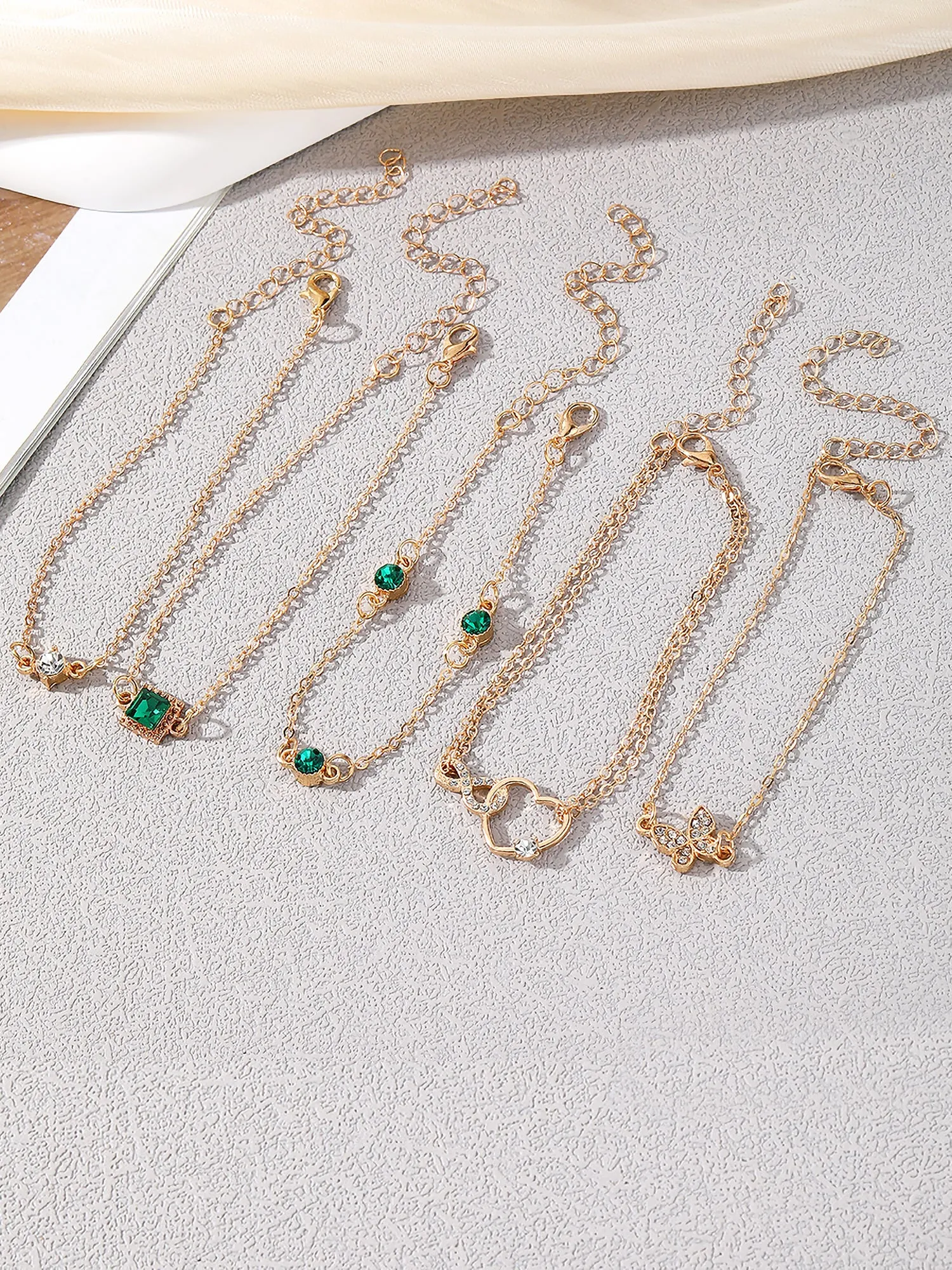 5 Pieces Alloy Faux Rhinestones Bracelet Set sold by Allegra K product image thumbnail 2