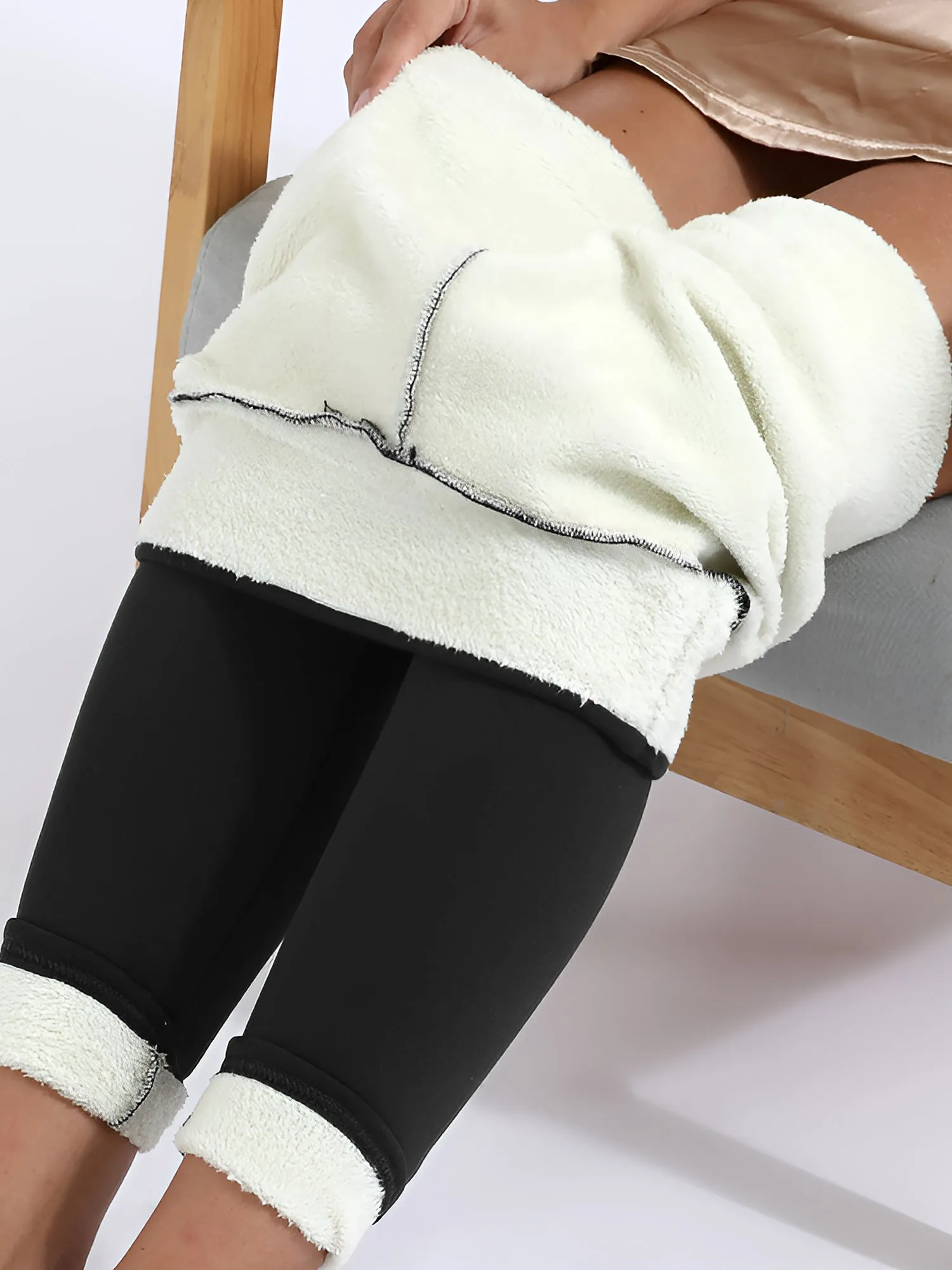 Fleece Thermal High Waist Solid Color Leggings sold by Allegra K product image thumbnail 2