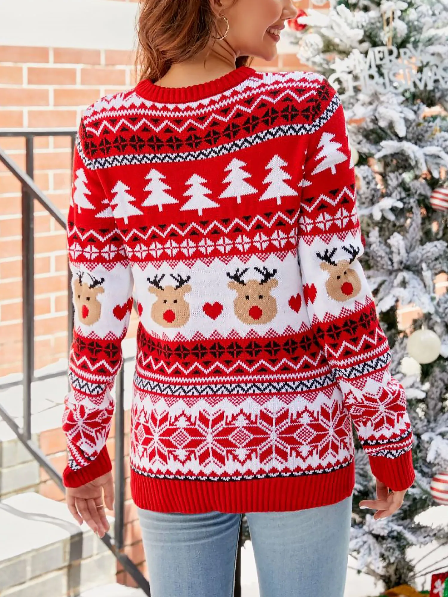 Christmas Deer Long Sleeves Pullover Sweater sold by Allegra K product image thumbnail 3