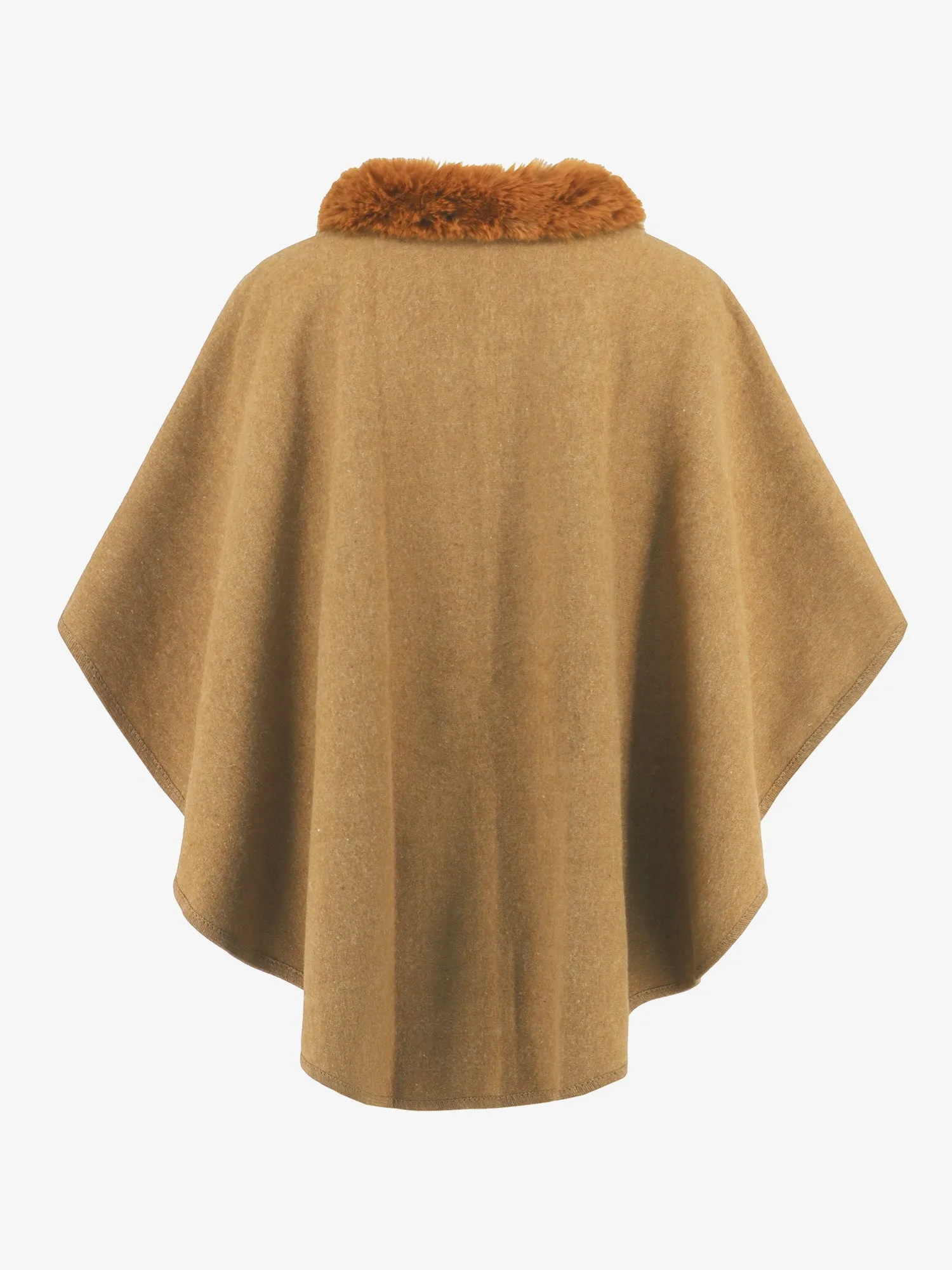 Faux Fur Collar Shawl Loose Knitted Woolen Cape Coat sold by Allegra K product image thumbnail 5