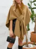 Faux Fur Collar Shawl Loose Knitted Woolen Cape Coat sold by Allegra K