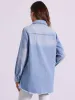 Denim Distressed Frayed Hem Button Down Jean Jackets sold by Allegra K
