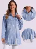 Denim Distressed Frayed Hem Button Down Jean Jackets sold by Allegra K