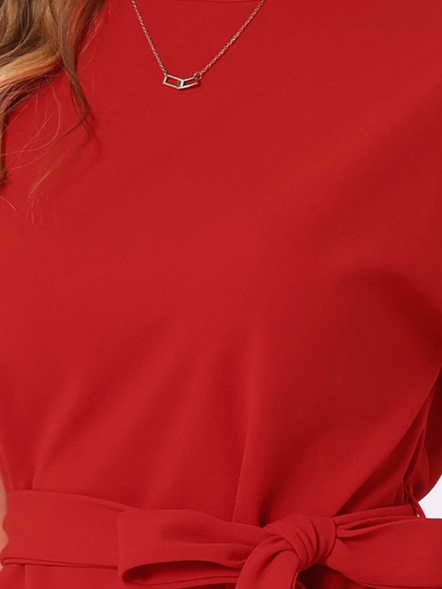 2 Piece Sets Round Neck Belted Asymmetry Tops & Elastic Waist Pants Set sold by Allegra K product image thumbnail 4