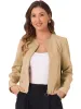 Collarless Zipper Up Long Sleeves Cropped Jackets sold by Allegra K
