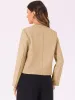 Collarless Zipper Up Long Sleeves Cropped Jackets sold by Allegra K