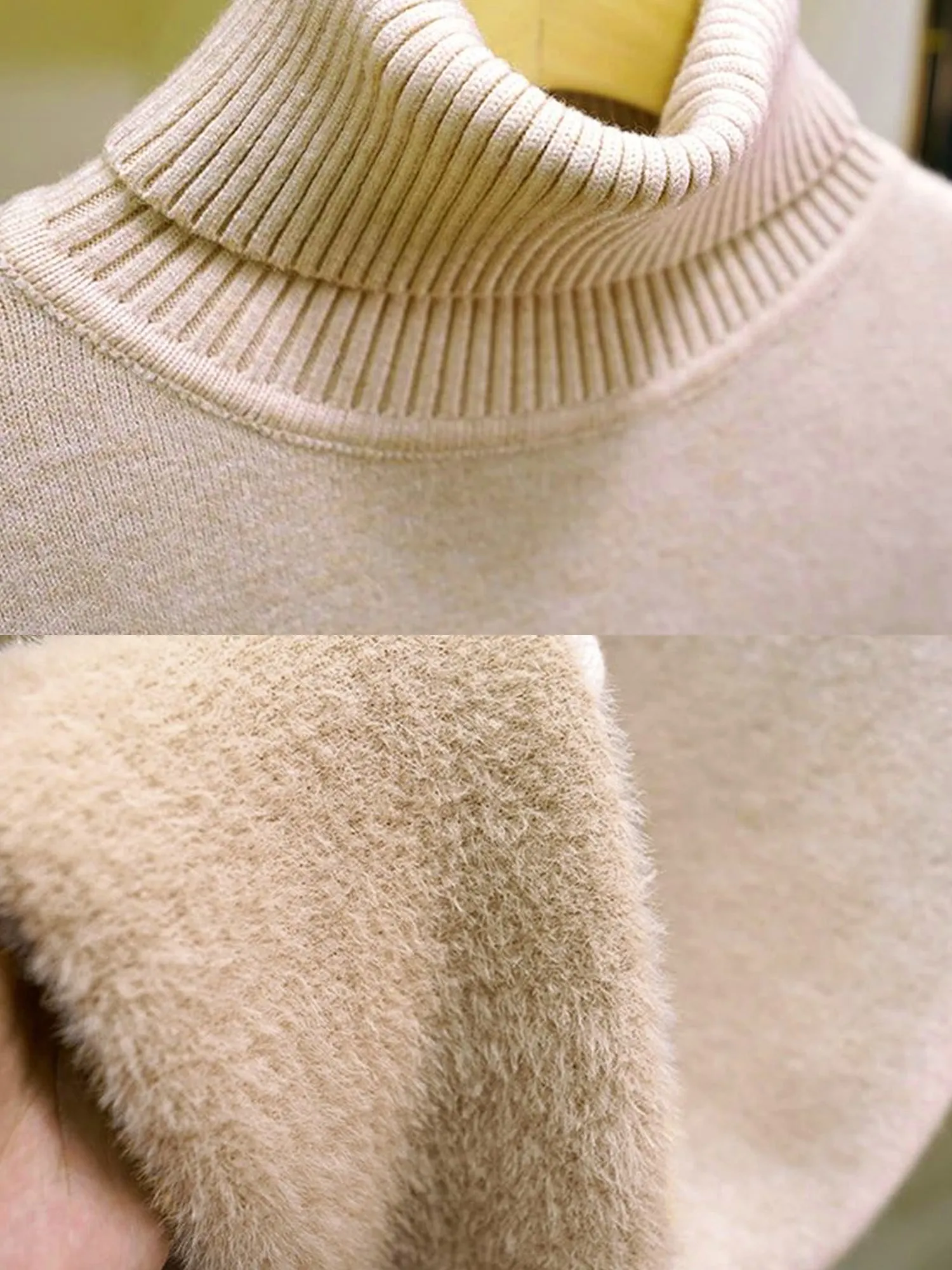 Fleece Thermal Turtle Neck Long Sleeves Sweater sold by Allegra K product image thumbnail 5