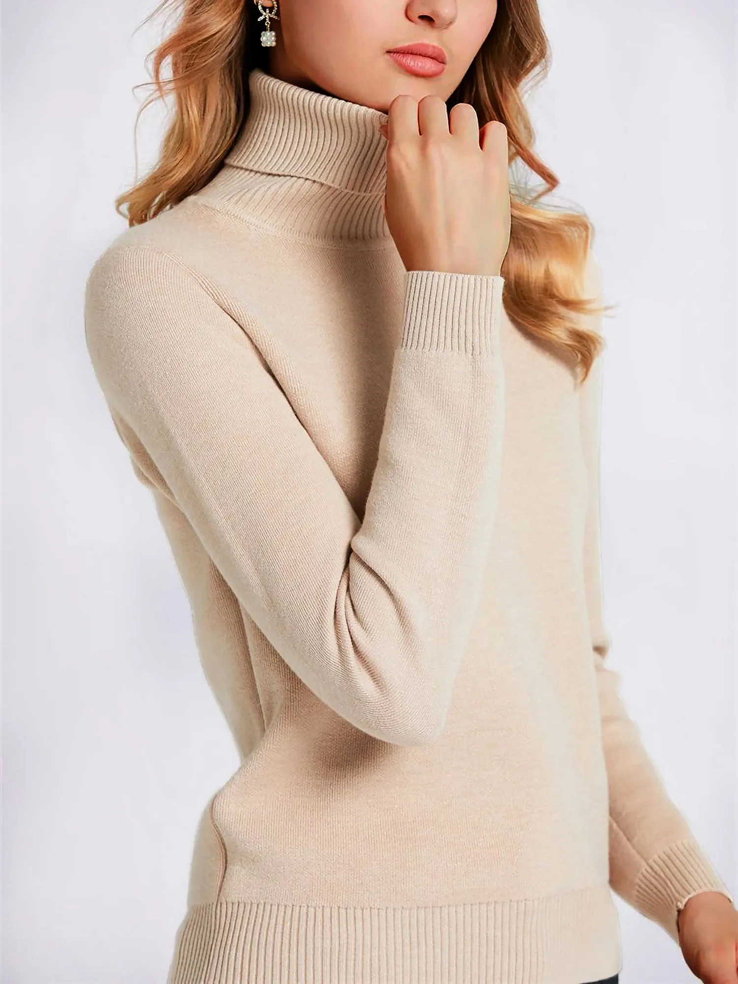 Fleece Thermal Turtle Neck Long Sleeves Sweater sold by Allegra K product image thumbnail 2