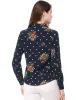 Ruffled Tie Neck Long Sleeve Floral Polka Dots Blouse Tops sold by Allegra K