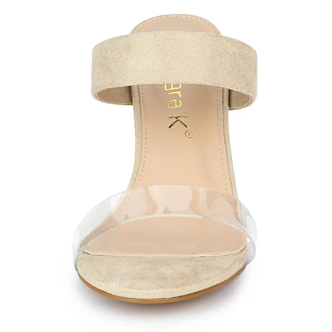 Open Toe Dual Clear Strap Block Heel Slides Mules Sandals sold by Allegra K product image thumbnail 4