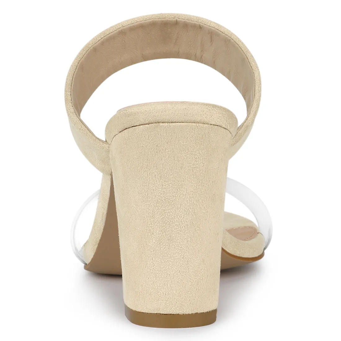 Open Toe Dual Clear Strap Block Heel Slides Mules Sandals sold by Allegra K product image thumbnail 5