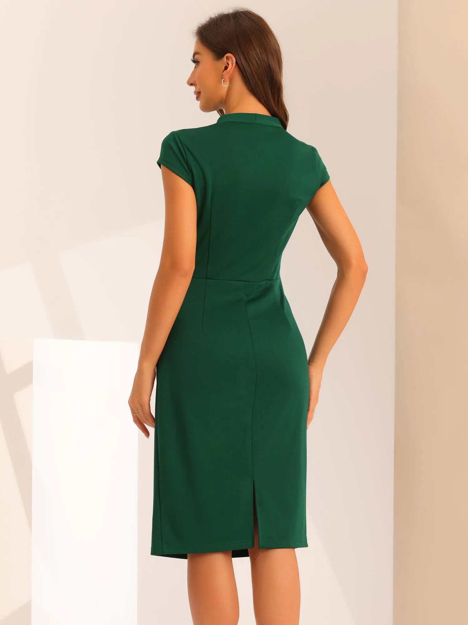 Vintage Cap Sleeve Ruched Side Sheath Dress sold by Allegra K product image thumbnail 3