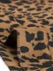 Turn-Down Collar Leopard Snap Button Faux Suede Jacket sold by Allegra K