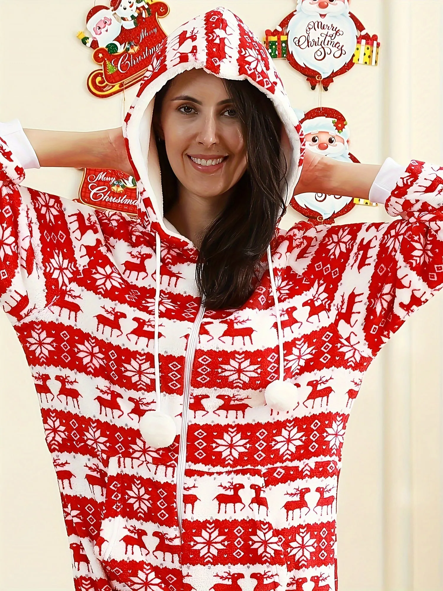 Christmas Deer Snowflake Flannel Loungewear Sleepwear sold by Allegra K product image thumbnail 5