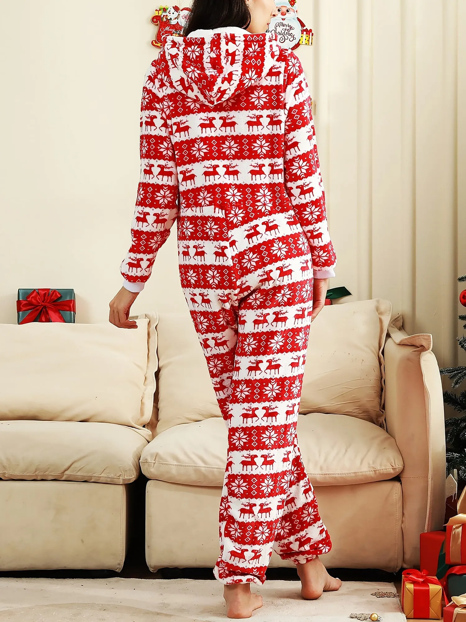 Christmas Deer Snowflake Flannel Loungewear Sleepwear sold by Allegra K product image thumbnail 4