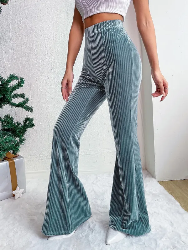 Corduroy Solid Color Casual Bell-Bottoms Trousers Pants sold by Allegra K