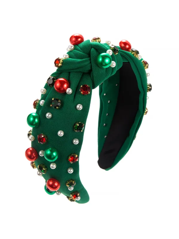 Christmas Faux Pearl Diamond Headband Hair Accessories made by Allegra K