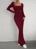 Solid Color Long Sleeve Knitted Maxi Bodycon Sweater Dress sold by Allegra K