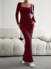 Solid Color Long Sleeve Knitted Maxi Bodycon Sweater Dress sold by Allegra K
