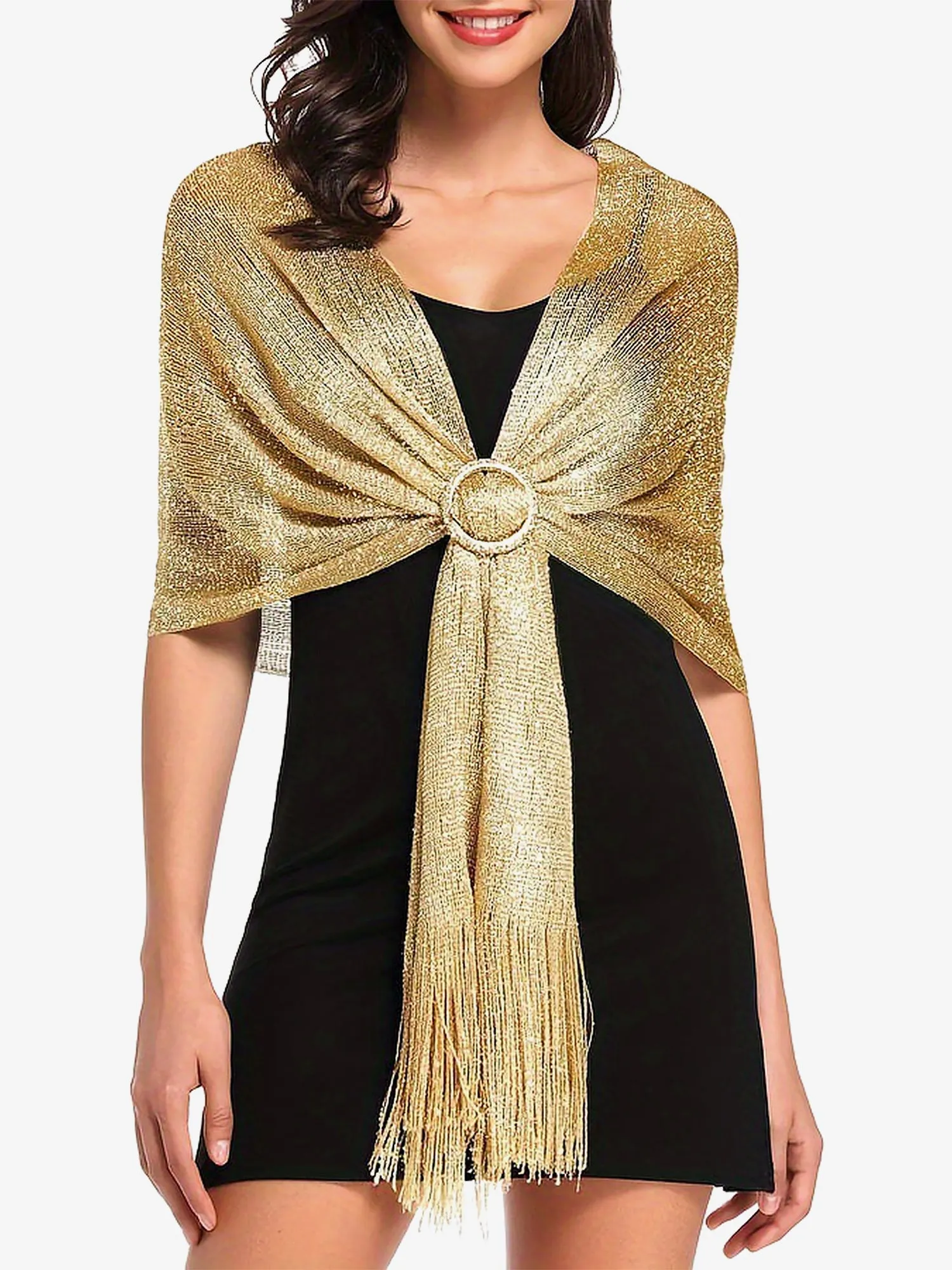 See Through Solid Color Tassel Long Scarf sold by Allegra K