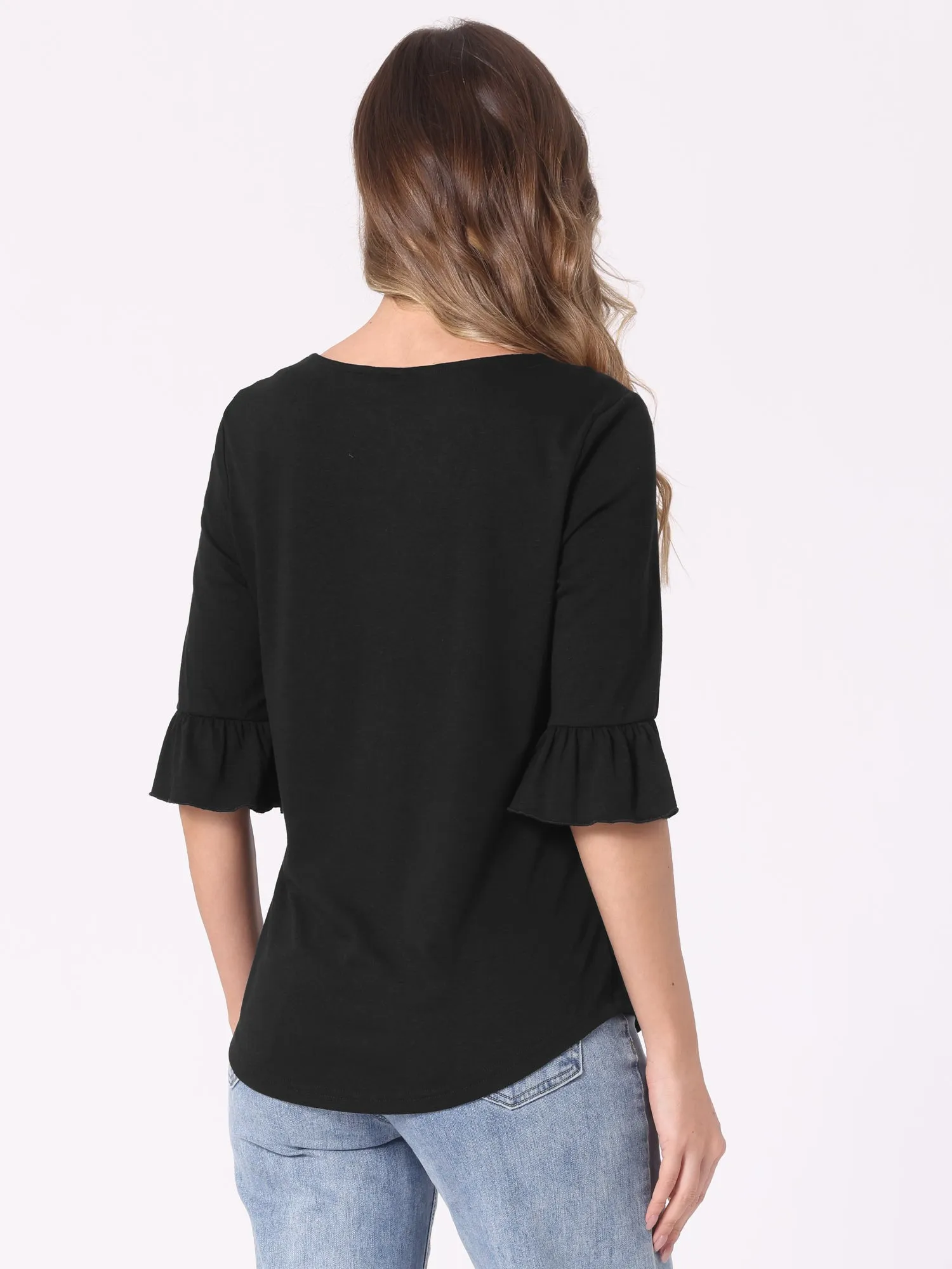 3/4 Bell Sleeve Casual Square Neck Blouse sold by Allegra K product image thumbnail 3