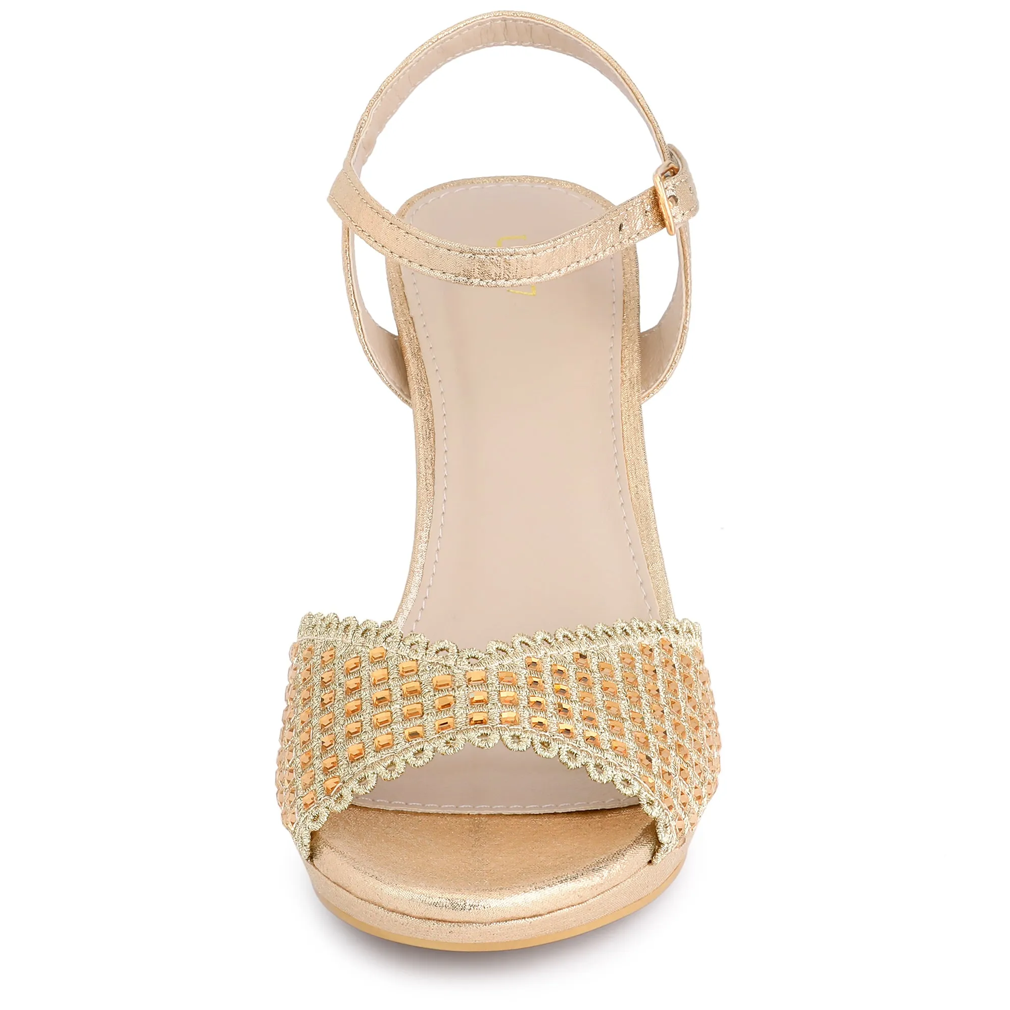 Women's Rhinestone Slingback Chunky High Heels Sandals sold by Allegra K product image thumbnail 2