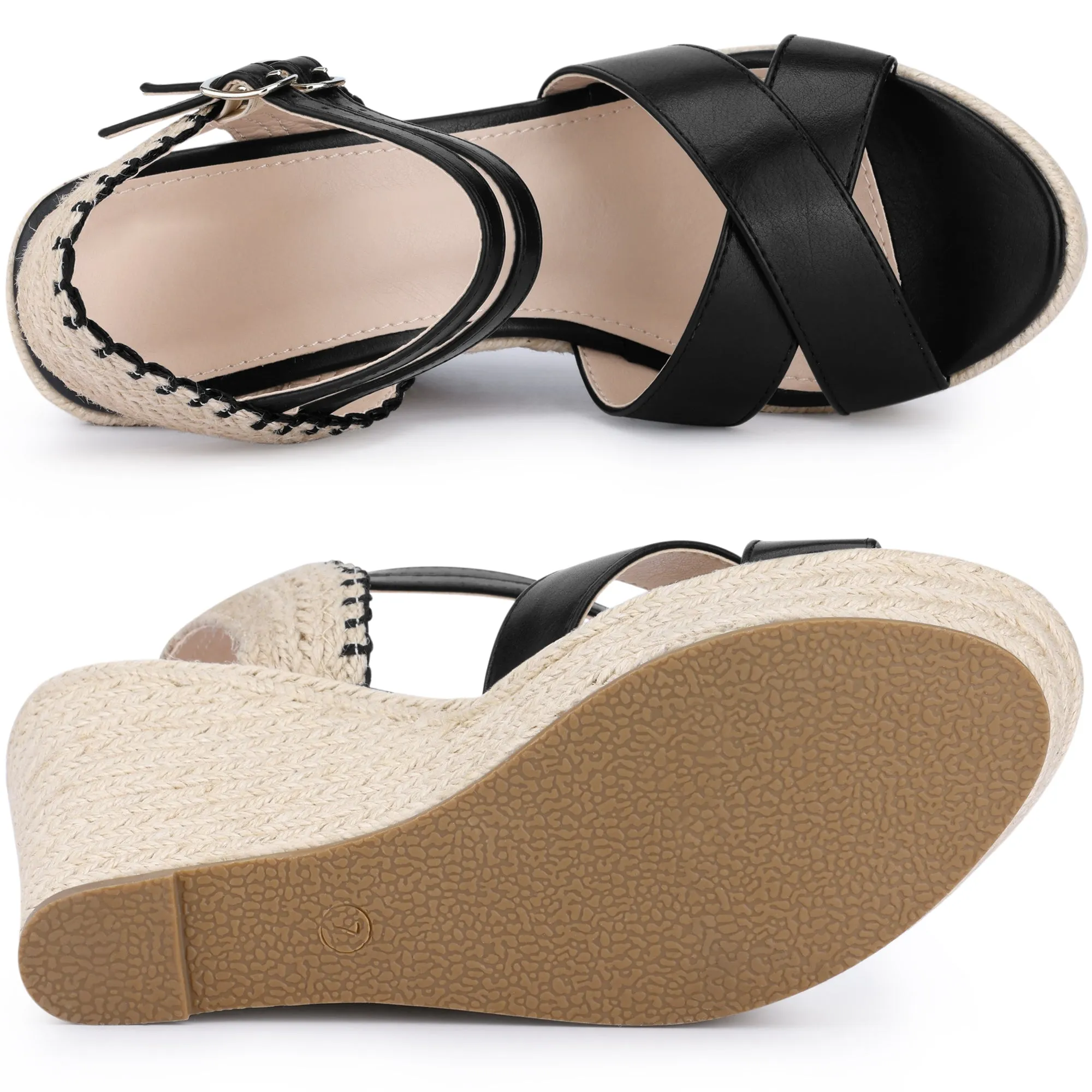 Women's Crisscross Strap Platform Espadrilles Wedge Heel Sandals sold by Allegra K product image thumbnail 4