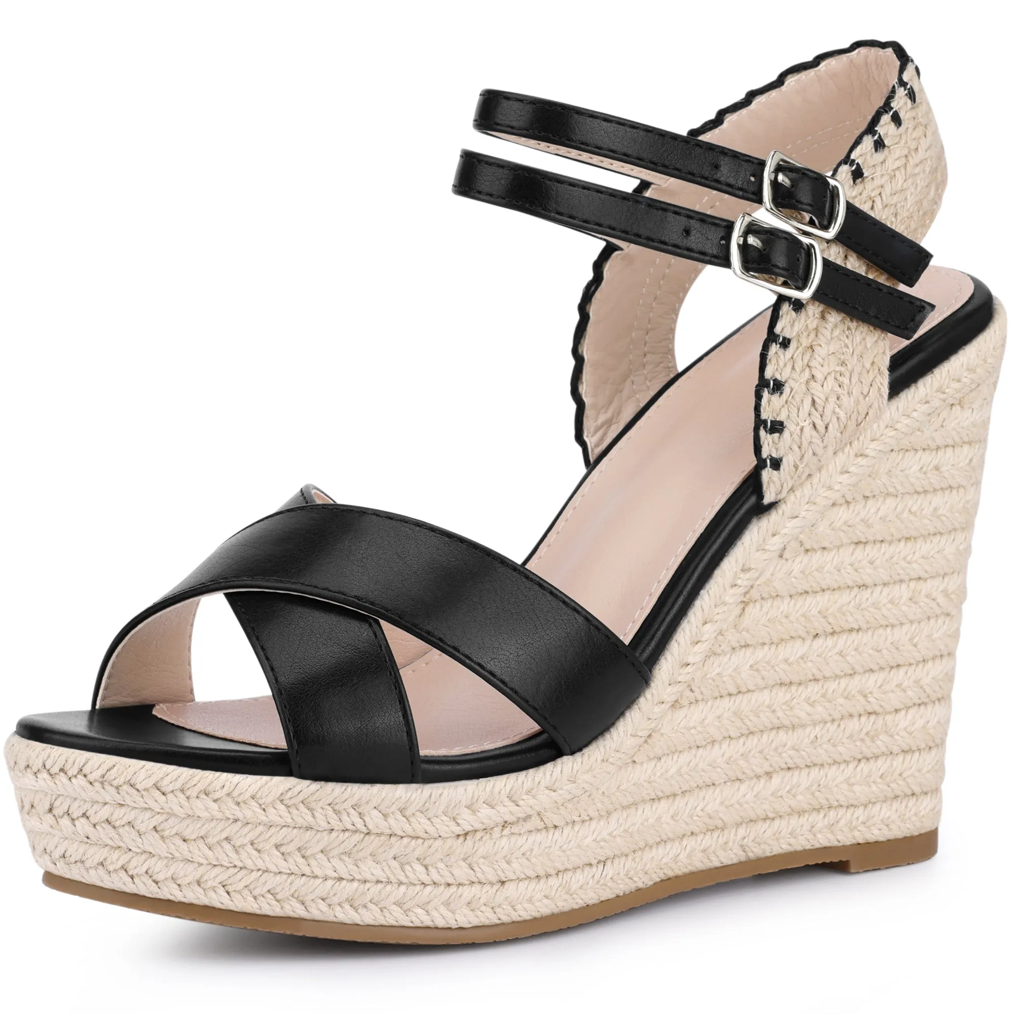 Women's Crisscross Strap Platform Espadrilles Wedge Heel Sandals sold by Allegra K
