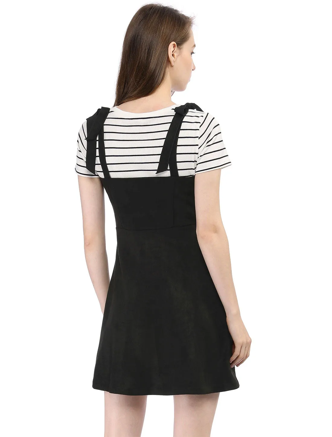 Casual Pinafore Overall Button Down Sleeveless Faux Suede Dress sold by Allegra K product image thumbnail 5