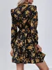 Floral Round Neck Long Sleeve Mini A-Line Dress sold by Allegra K