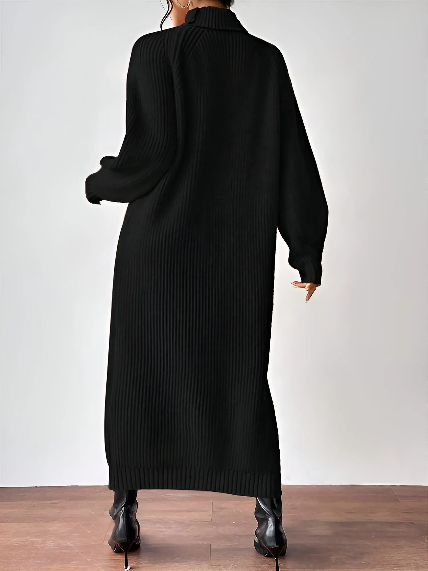 Turtle Neck Long Sleeve Knitted Midi Sweater Dress sold by Allegra K product image thumbnail 4