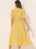 V-Neck Short Sleeve Casual Solid Elegant Midi A-Line Dress sold by Allegra K