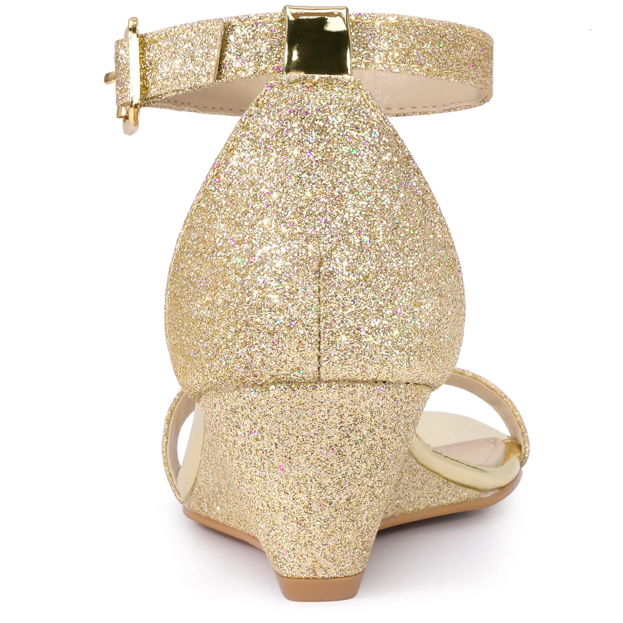 Women's Glitter Open Toe Ankle Strap Wedge Heel Sandals sold by Allegra K product image thumbnail 3