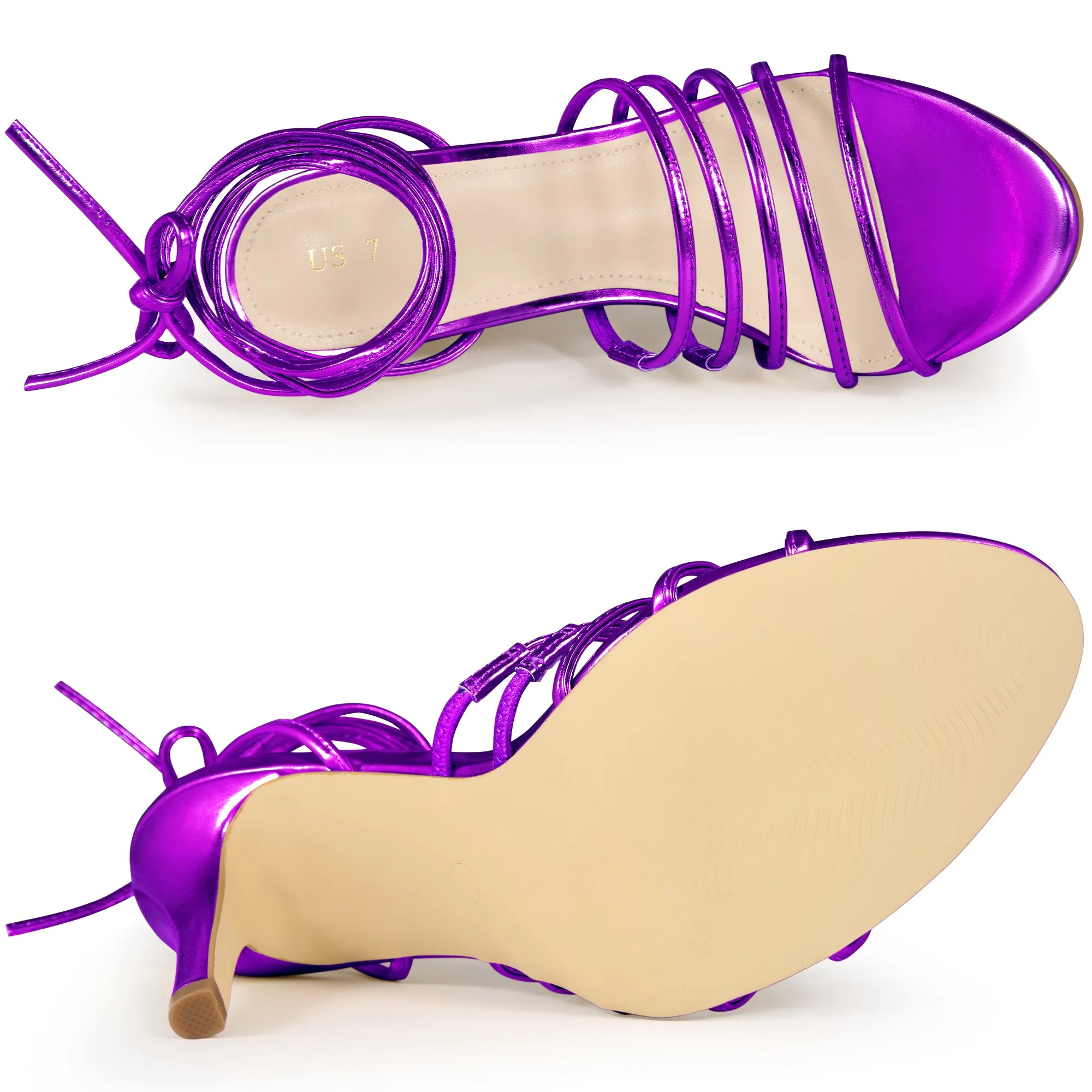 Women's Lace-Up Strappy Slingback Stiletto High Heel Sandals sold by Allegra K product image thumbnail 4