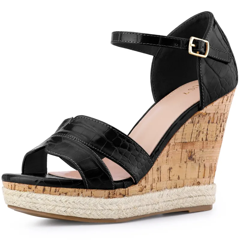 Women's Ankle Strap Wood Wedges Platform Wedge Heel Sandals sold by Allegra K