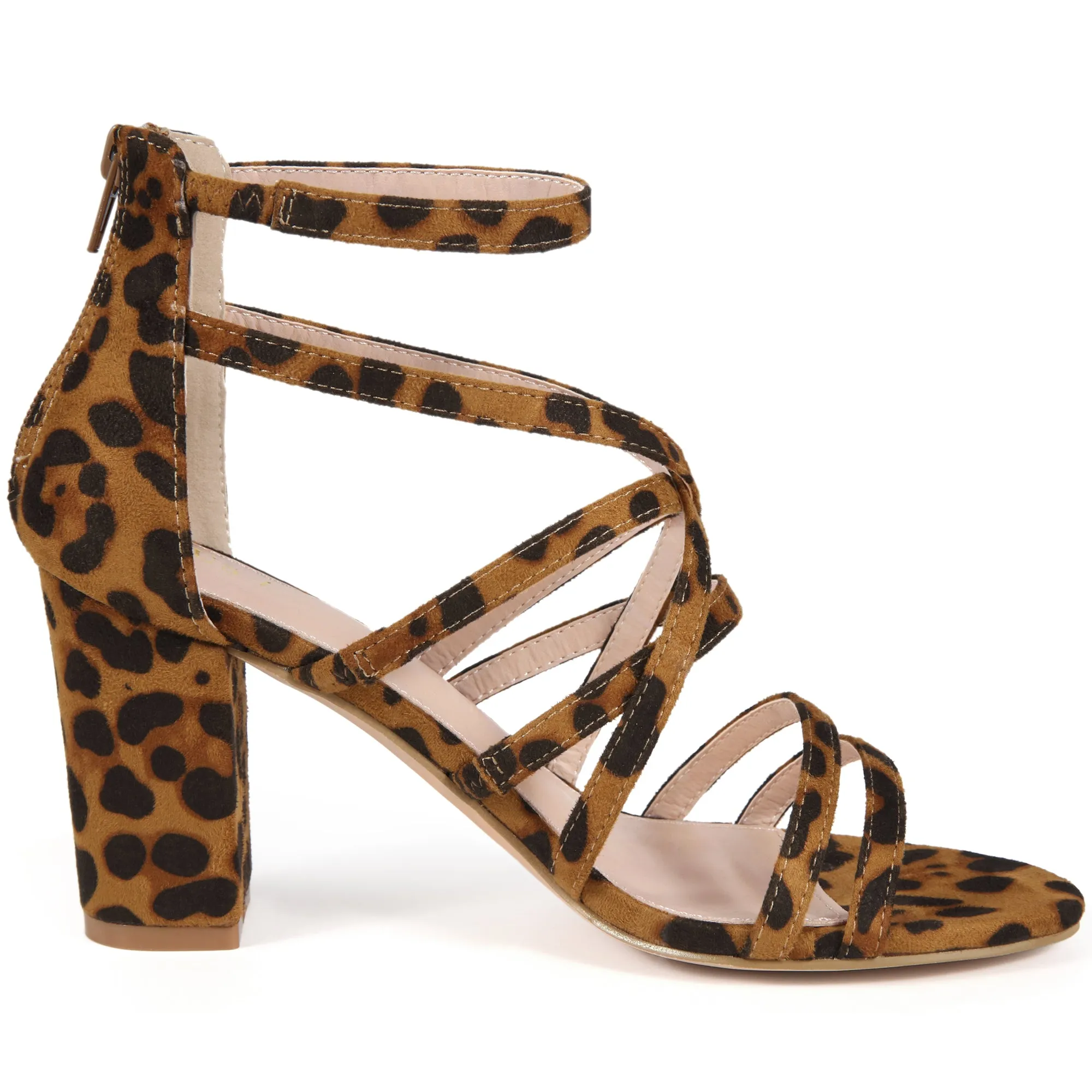 Women's Open Toe Strappy Strap Back Zip Chunky Heel Sandals sold by Allegra K product image thumbnail 5