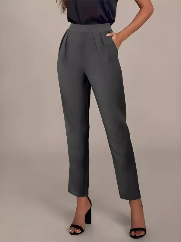 Solid Color Pleated Pocketed Work Office Cigarette Pants sold by Allegra K