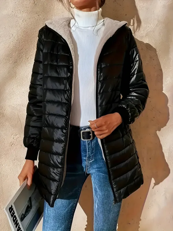 Hooded Polar Fleece Thermal Long Sleeves Padded Coat sold by Allegra K