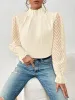 Wrinkle-Resistant Chiffon Mock Neck Sheer Long Sleeves Pleated Work & Business Blouse sold by Allegra K