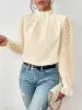 Wrinkle-Resistant Chiffon Mock Neck Sheer Long Sleeves Pleated Work & Business Blouse sold by Allegra K
