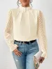 Wrinkle-Resistant Chiffon Mock Neck Sheer Long Sleeves Pleated Work & Business Blouse sold by Allegra K