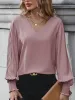 V Neck Pleated Smocked Long Sleeves Blouse sold by Allegra K