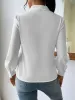 Classic Elegant V Neck Pleated Long Sleeves Solid Color Blouse sold by Allegra K