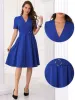V Neck Short Sleeve Solid Color A-Line Midi Dress sold by Allegra K