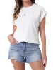 Textured Cap Sleeve Crew Neck Solid Color Blouse sold by Allegra K