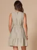 Sleeveless Belted Lace-Up Solid Mini Dress Sundress sold by Allegra K