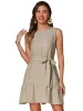 Sleeveless Belted Lace-Up Solid Mini Dress Sundress sold by Allegra K