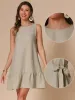 Sleeveless Belted Lace-Up Solid Mini Dress Sundress sold by Allegra K