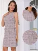 Tweed Plaid Sleeveless Pockets Zipper Work Dress sold by Allegra K